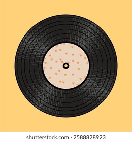  Vinyl disk retro style illustration vector art decor design 70s, 80s, 90s music pattern