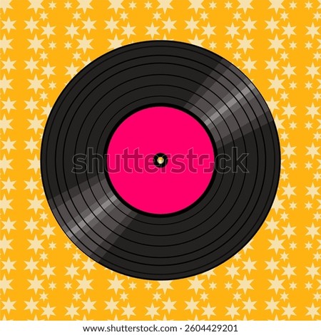 Vinyl disk retro style illustration vector art decor design 70s, 80s, 90s music pattern	
