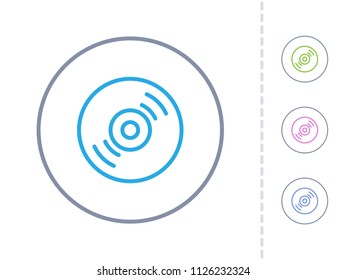 Vinyl Disk - Round Stroke Buttons. A simple vector icon.