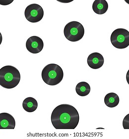 Vinyl disk seamless pattern background. Business concept vector illustration. Music disk sound record symbol pattern.