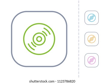 Vinyl Disk - Square Stroke Buttons. A simple vector icon.