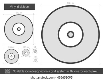 Vinyl disk vector line icon isolated on white background. Vinyl disk line icon for infographic, website or app. Scalable icon designed on a grid system.