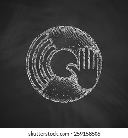 vinyl and dj hand icon