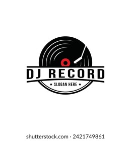 Vinyl dj record music logo design concept idea