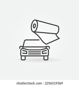 Vinyl Film with Car vector Wrapping concept linear icon or symbol