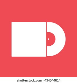 Vinyl Flat Icon On Red Background