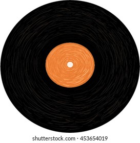 Vinyl gramophone record hand drawn