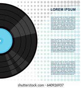Vinyl gramophone record poster. Flat vector cartoon illustration. Objects isolated on a white background.