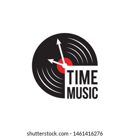 Vinyl graphic with arrow clock and text studio logo design
