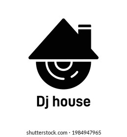 Vinyl home logo template. Vector music icon or emblem