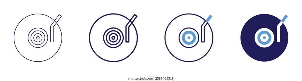 Vinyl icon in 4 different styles. Thin Line, Line, Bold Line, Duotone. Duotone style. Editable stroke.