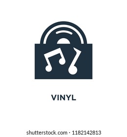 Vinyl icon. Black filled vector illustration. Vinyl symbol on white background. Can be used in web and mobile.