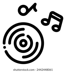 Vinyl-Icon im Strichlinienstil