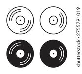 Vinyl icon in line and glyph style. Flat and stroke icons