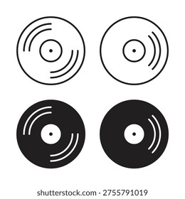 Vinyl icon in line and glyph style. Flat and stroke icons