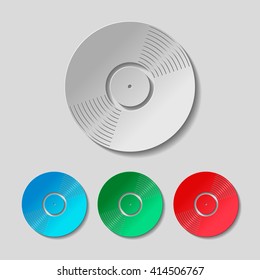 Vinyl icon. Paper colored set
