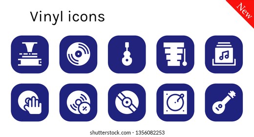vinyl icon set. 10 filled vinyl icons.  Simple modern icons about  - Phonograph, Vinyl, Instrument, Xylophone, Music album, DJ, Vynil, Turntable, Mandolin