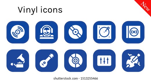 vinyl icon set. 10 filled vinyl icons.  Simple modern icons about  - Vinyl, DJ, Turntable, Gramophone, Mandolin, Cello