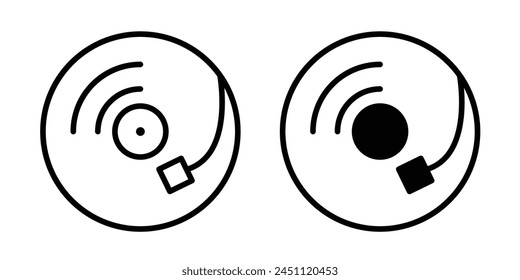 Vinyl Icon Set with Record Disc Music Player and Disk Vinyl Symbols