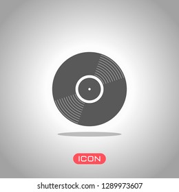 vinyl icon. Icon under spotlight. Gray background