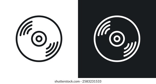 Vinyl icons in black and white liner strokes for web design.