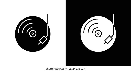 Concepto de Vector plano de iconos de vinilo. Ilustraciones en blanco y negro