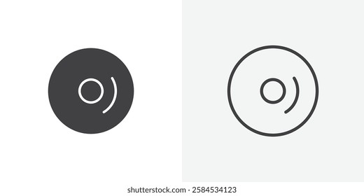 Vinyl icons vectors illustrations in black fill and liner versions