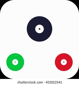 Vinyl Illustration set. Blue, green, red icon.