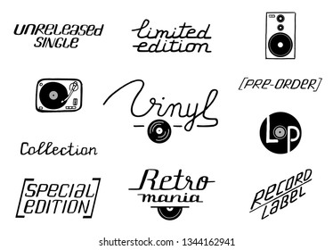 Vinyl lettering phrase and symbols set. Template design for vinyl cover, shop, poster, banner.