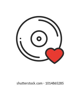 Vinyl line icon. Favorite song. Vinyl record disco dance nightlife club DJ disk party theme. Sign and symbol. Vector illustration