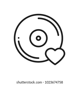 Vinyl line icon. Favorite song. Vinyl record disco dance nightlife club DJ disk party theme. Sign and symbol. Vector illustration