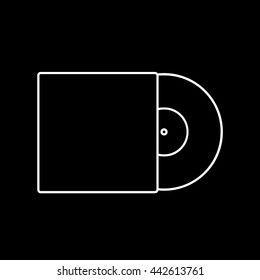 Vinyl Line Icon On Black Background