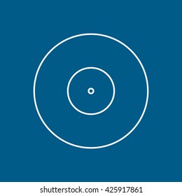 Vinyl Line Icon On Blue Background