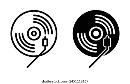 Vinyl line icon set. record disc music player vector icon. disk vinyl vector icon suitable for apps and websites UI designs.