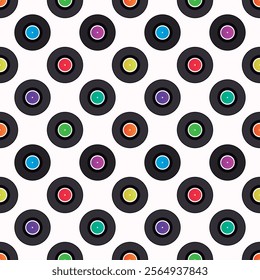 Vinyl long play record pattern on white background.