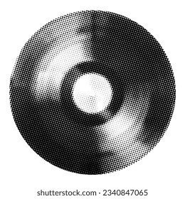 vinyl long playing record isolated in white background retro halftone effect collage element for mixed media vintage dotted texture magazine grunge punk style