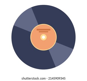 Vinyl LP record icon. Vintage gramophone disc. Old musical disc. Music concept. Vector flat illustration