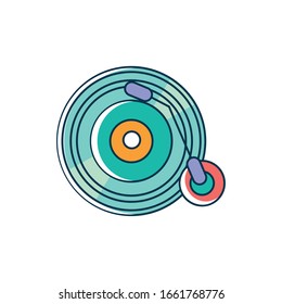 vinyl lp record melody sound music vector illustration line and fill style