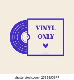 Vinyl LP record. Retro analog vinyl disc for turntable, old school music album cover, vintage stereo long play plate with song tracks. Vector illustration