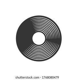 Vinyl LP record retro icon. Musical plate vintage badge vectro illustration.