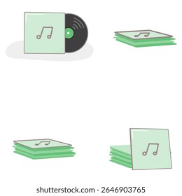 Vinyl LP Stack – Flat Material Design Vector Illustration of Music Records