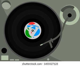 Vinyl machine, illustration, vector on white background.