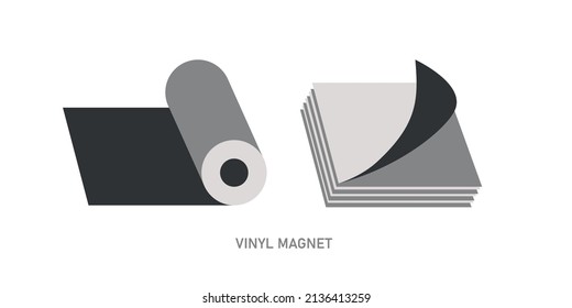 Vinyl magnet or magnetic rubber icon. Material magnetic puzzles,  checkers and chess, menu-plates,  stickers on the refrigerator,  posters for vehicles. Vector 