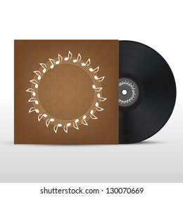 Vinyl Music Background with a vinyl disk and his cover.