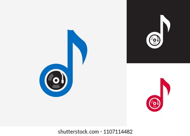 Vinyl Music Logo Template Design Vector, Emblem, Design Concept, Creative Symbol, Icon