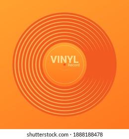 Vinyl music record. Design of retro audio disk. Vintage gramophone disc with cover mockup. Vector illustration