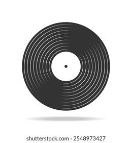 Icono gráfico de grabación de música de vinilo. Muestra de la placa de vinilo aislada sobre fondo blanco. Ilustración vectorial