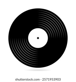 Vinyl music record graphic icon. A vinyl plate design isolated on a white background. Ideal vector illustration for minimalist and retro concepts.