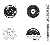 Vinyl music record icon vector template