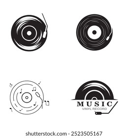 Plantilla de Vector de icono de registro de música de vinilo